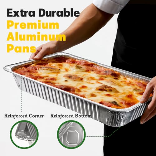 Boxential 21x13 Disposable Aluminum Pans 10 Pack Heavy Duty Deep Baking & Roasting