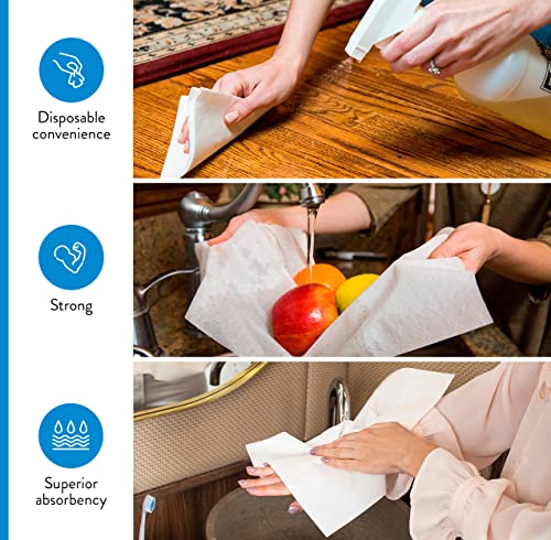 Disposable Guest Towels - Premium Linen-Feel Hand Towels, 200 Count, White, 12 x 17, Smooth