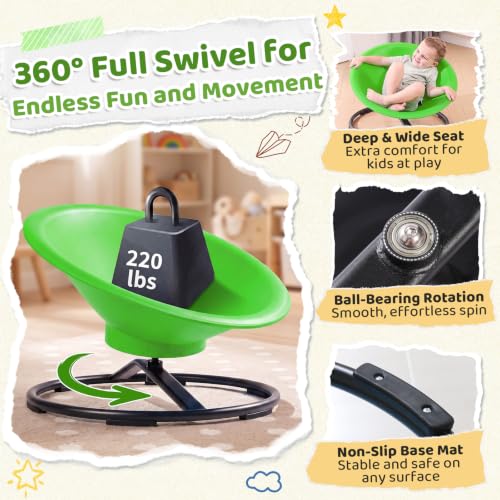HAPPYMATY Green Sensory Spin Chair for Autistic Kids & Adults, Supportive & Durable