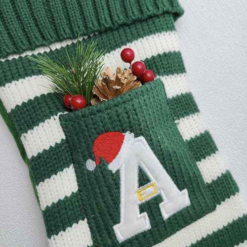Christmas Stocking Knit Initial Christmas Stockings for Family Farmhouse Monogram Letter Christmas Stockings Christmas Decorations Gift Stocking Personalized Stocking Embroidered Letter B