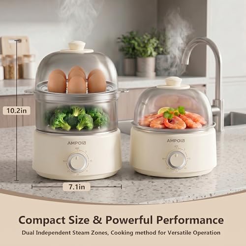 Beige 14 Eggs Electric Egg Cooker 350W Rapid Steamer with Timer & Auto Shut-Off