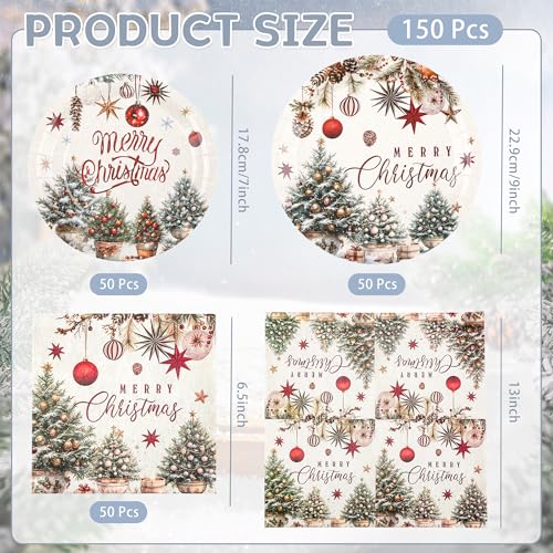 Retro Christmas Farmhouse Dinnerware Set for Holiday Party, Serves 50
