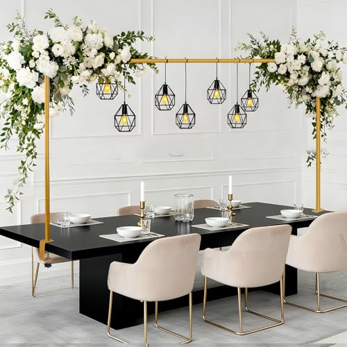 Gold Over The Table Rod Stand with Clamps Adjustable 47-98" Length for Decor Flowers Weddings