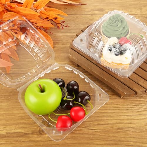 200 Pack Clear Hinged Take Out Food Containers 6x6x3.15 Inch with Tags