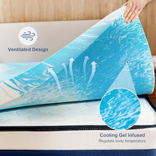 Queen Size Memory Foam Mattress Topper 3 Inch Cooling Gel Infused Bed Pad