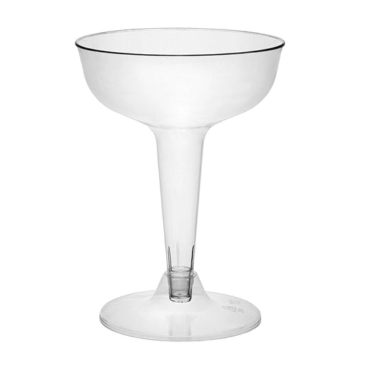 Party Essentials Disposable Hard Plastic Two Piece 4 oz. Toasting Cocktail Cups, 50-Count, Clear Champagne Glasses