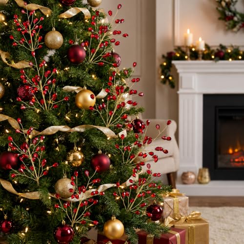 Suncalla 11.8" Crystal Picks for Christmas Tree Branches, Burgundy, 6