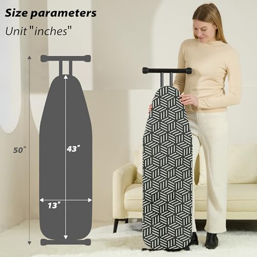 Caius 43"x13" Adjustable Ironing Board with 7 Heights, Space-Saving, Stable