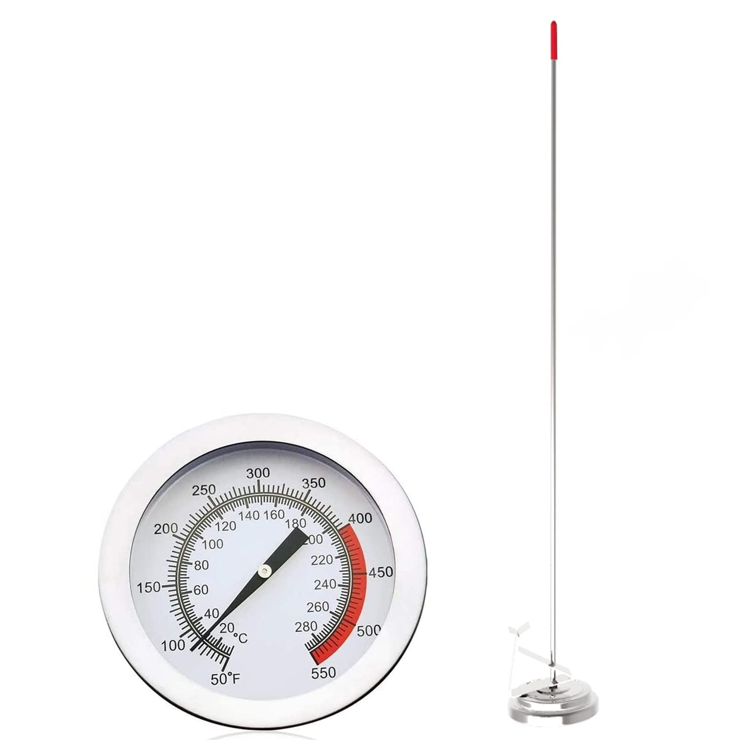 Lightbeam 16" Long Stem Deep Fry Thermometer (2 Pack) with Pot Clip, Instant Read 2" Dial Meat BBQ Turkey Thermometer Candy Thermometer for Deep Fry, Turkey, Grill, Candy & Coffee etc