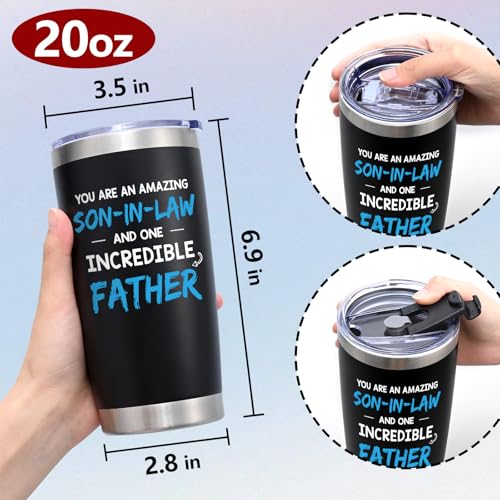 Qtencas Son-In-Law 20oz Insulated Travel Tumbler – You Are an Amazing Son-In-Law & One Incredible Dad – Black