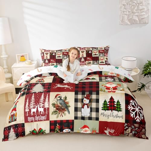 Castle Fairy Xmas Theme Bedding Set Full 80x90 with Christmas Tree & Deer Pattern