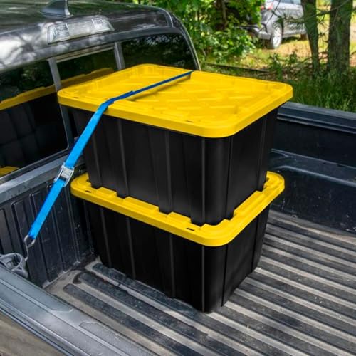Sterilite 27 Gallon Industrial Storage Tote with Yellow Lid - Black/Yellow 4-Pack