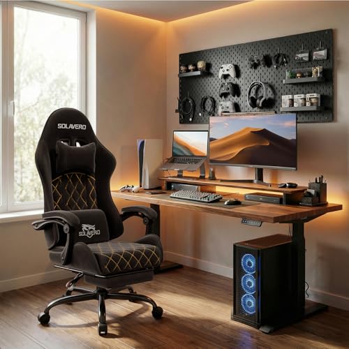 HLDIRECT Black Massage Recliner Gaming Chair with Footrest for Adults