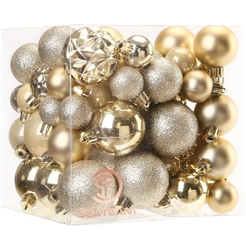 Sea Team Assorted Size Christmas Ball Ornaments 70-Pack Gold Multi-Size 1.18-1.97 inch