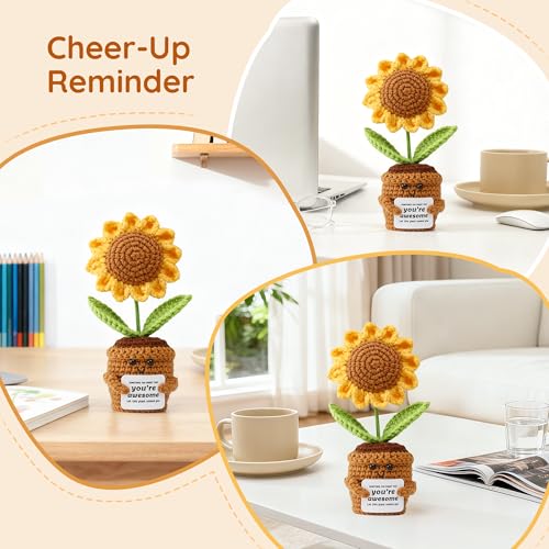 Sunflower Crochet Gift - You're Awesome Inspirational Support for Women, Teacher, Mom, Friend