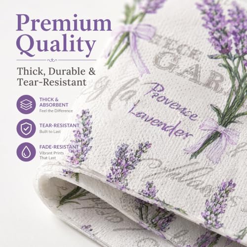 White Provence Lavender Botanical Decoupage Napkins 20-Pack for Wedding
