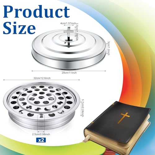 Jingmore Silver Communion Serving Trays Set with Lid for Church, 80 Cups Capacity