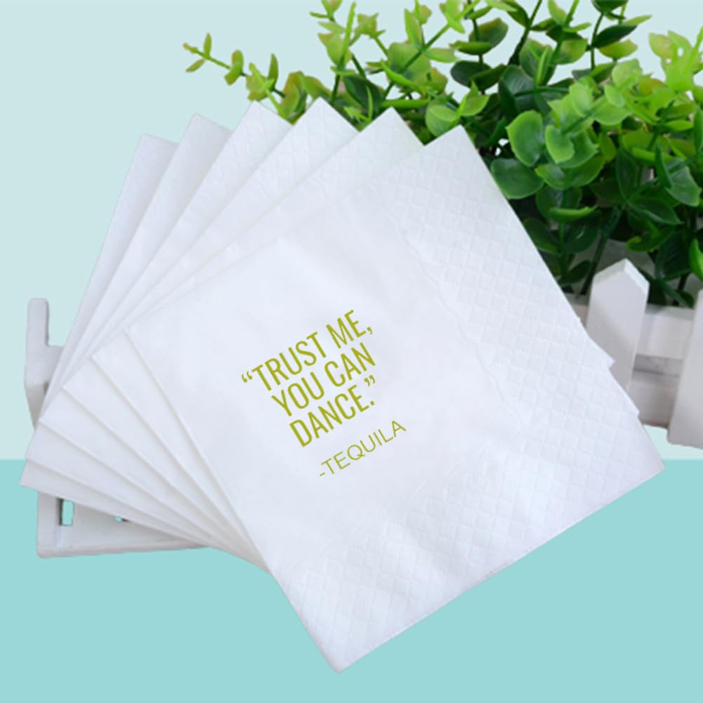 VOWFOO Funny Cocktail Napkins 100Pcs Trust Me You Can Dance Tequila Paper Disposable Party Napkins For Bachelorette Bridal Shower Birthday New Year's Eve Girls' Night Party 5 x 5 2-ply (Tequila)