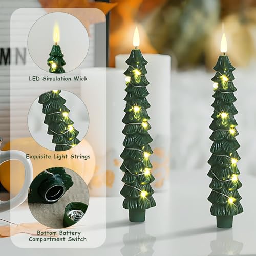 Christmas Tree Flameless Candles with Remote Control - Safe Holiday Decor