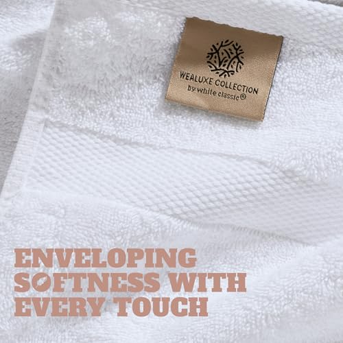 White Bath Towels 24x50 Inch - 6 Pack Extra Absorbent Cotton Set with Variation White / Bath Towels 6-Pack, 24x50 Inches