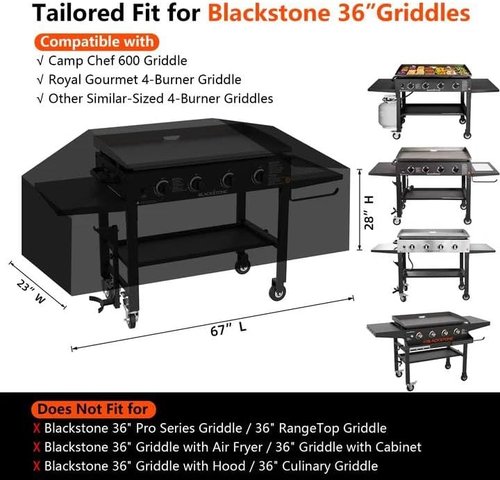 Blackstone Griddle Cover - Heavy Duty 1000D Waterproof & Tear Resistant | Fits 36" Griddles with Vents