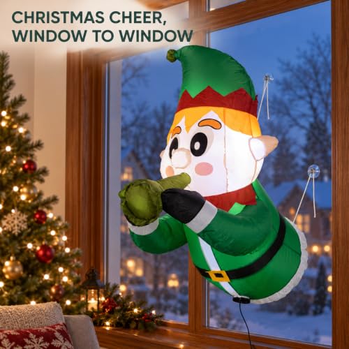 Inflatable Christmas Elf Door Decor - Peeping Holiday Indoor/Outdoor Figurine