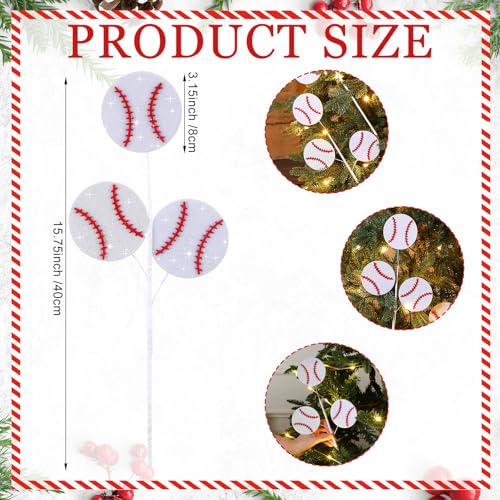 Baseball Christmas Ornaments Set with 36'' Tree Skirt and 6 Picks - Vertintong (Baseball Theme)