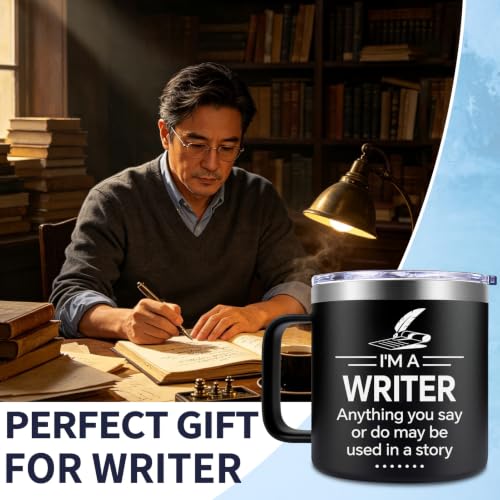 Fufendio Writer Gifts Coffee Mug Black 14oz - Perfect for Authors & Writers