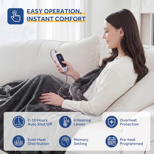 Sealy Electric Heated Throw with Foot Pockets - 50x62 Dark Grey
