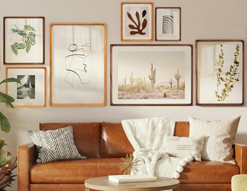 Gdfmsc Walnut 18x24 Picture Frame with Mat for 16x20, Handcrafted Rounded Corners
