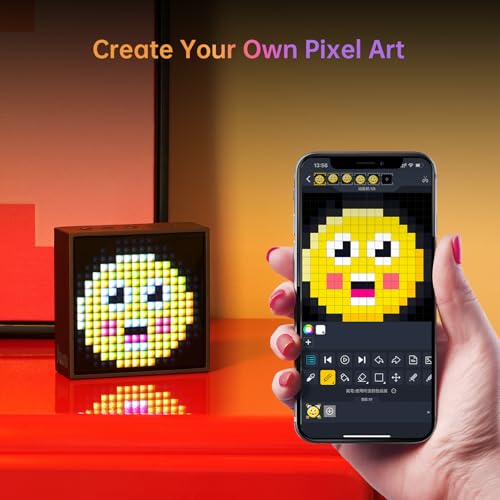 Small Pixel Art Bluetooth Speaker with LED Display - Portable Alarm Clock & Gaming Decor
