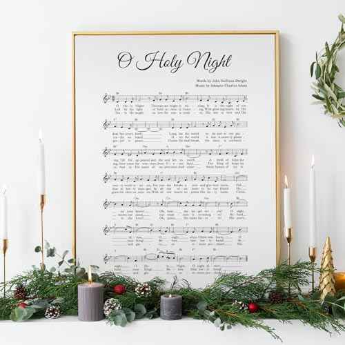 JarThenaAMCS Christmas Carol Wall Art Prints O Holy Night Music Sheet Art Poster Minimalist Xmas Hymn Wall Decor for Gallery Living Room Bedroom (UNFRAMED, 11x14in)