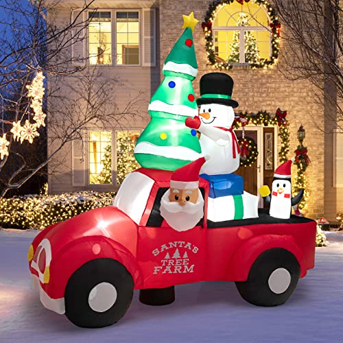 Inflatable Christmas Santa with LED Lights & Air Blower - Yard Decoration