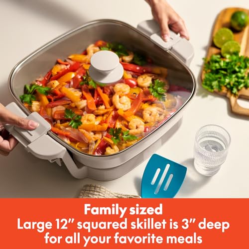 12x12 Inch Ceramic Non-Toxic Electric Skillet - Fits-Anywhere Make & Take Oatmilk