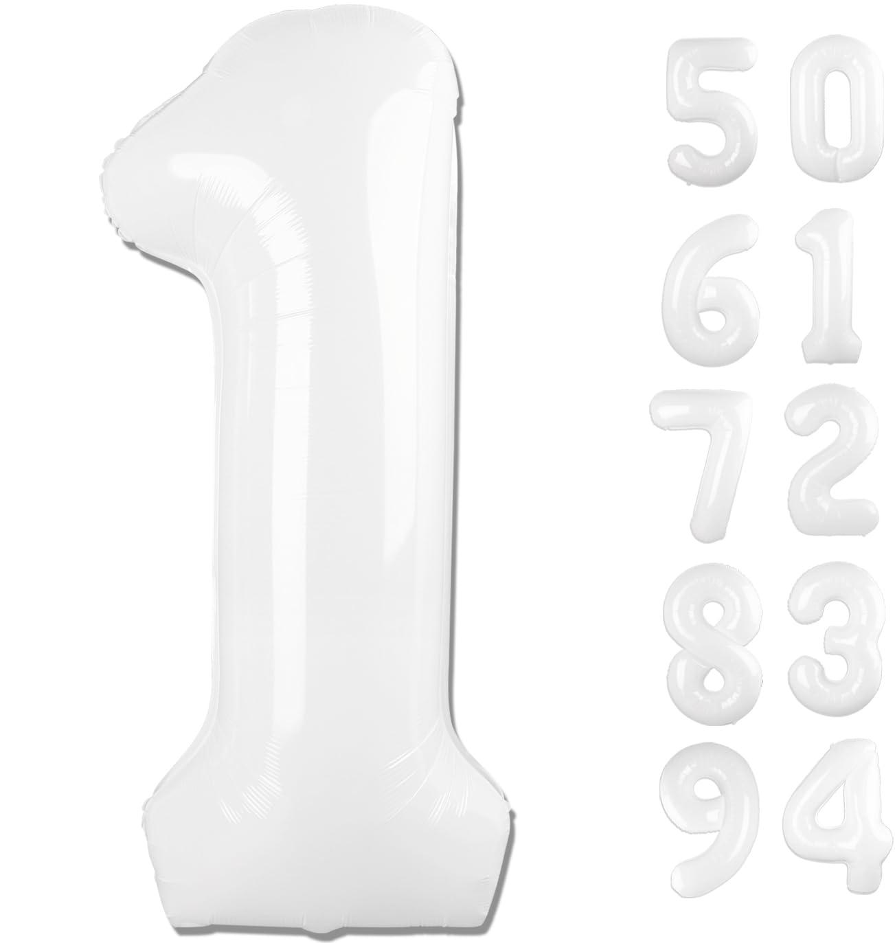 40 Inch White 1 Balloon for First Birthday, Translucent 1st Number Balloons Birthday Decorations for Girl Boy Kids Toddler Baby, One Giant Number 1 Balloon