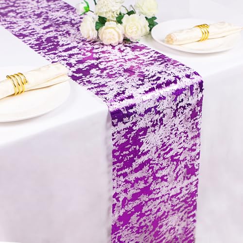 Snowkingdom Purple Glitter Metallic Foil Sequin Mesh Table Runner 49FT