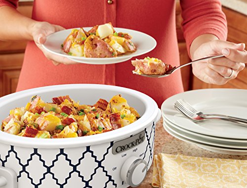 Crock-Pot 2.5 Quart Casserole Slow Cooker - White/Blue, Compact & Easy to Use