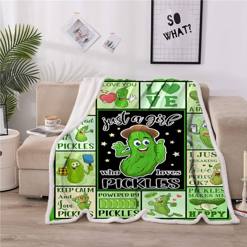 TRIKPTEY Pickle Blanket, Pickles Gifts for Kids, Pickle Blanket for Pickles Lover, Just A Girl Who Loves Pickles Throw Blankets, Funny Pickle Gifts Blanket for for Living Room Bed Sofa Couch 60¡±x50¡±