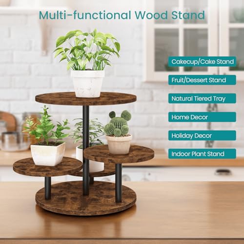 Rustic Brown 4-Tier Round Cupcake Tower Stand for 50 Cupcakes & Desserts
