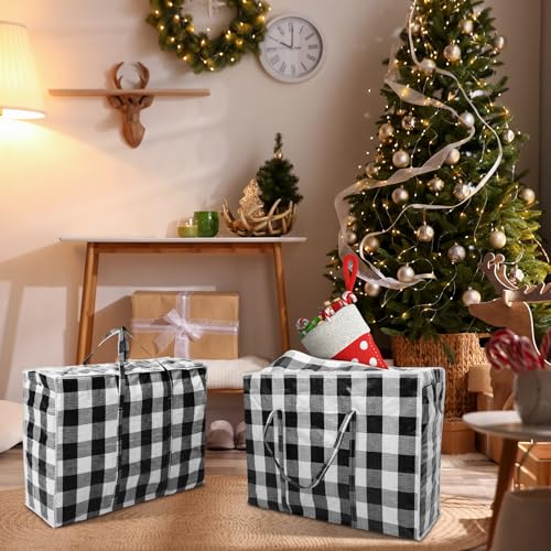 Black Christmas Storage Bags 12 Pack 27x20 Heavy Duty Container with Handles
