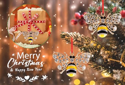 BIZIBAFF Bee Christmas Ornament - Metal Yellow Bee Decor Gift for Women, A- Bee