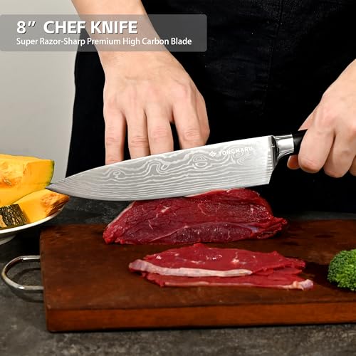 TONGMARU 3-Piece High Carbon German Steel Chef Knife Set with Pakkawood Handles
