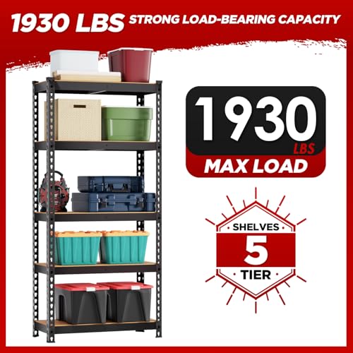 BestOffice 36W x 16D x 72H Heavy Duty 5-Tier Garage Shelving with Adjustable MDF Shelves