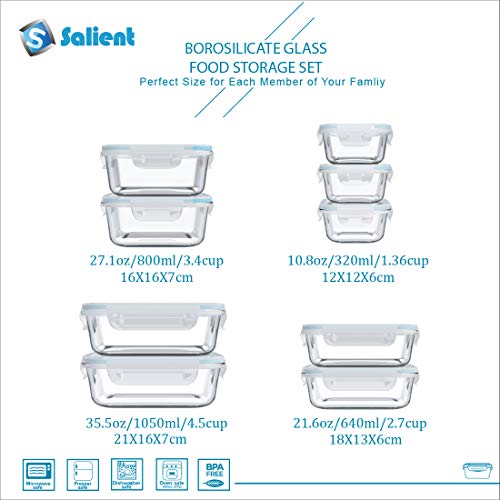 Blue 18-Piece Glass Food Storage Containers with Locking Lids - BPA-Free & Leak Proof