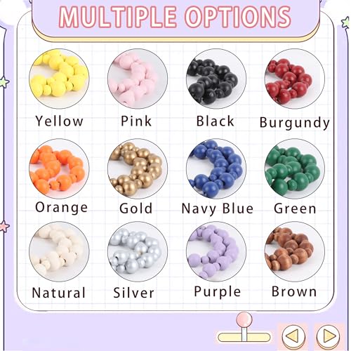 Valentine's Day Wood Bead Garland with Tassels, Farmhouse Rustic Decor Prayer Beads Boho Tassel Garland Decorative Beads for Home Decor (Pink)