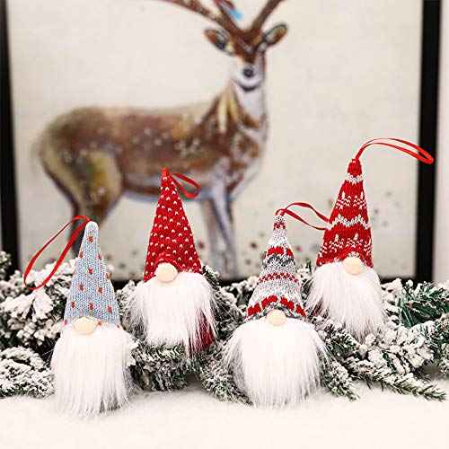 Gnomes Christmas Tree Ornaments Set of 8, Christmas Ornaments 2022 Handmade Plush Gnomes Santa Elf Hanging Home Decorations Holiday Decor