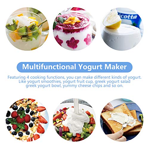 Bear Yogurt Maker with Strainer & Timer Control - 2 x 33.8 oz Capacity, Stainless Steel