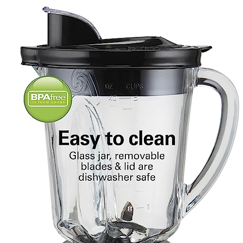 Hamilton Beach Quiet Blender 40 oz Glass Jar for Smoothies & Frozen Drinks