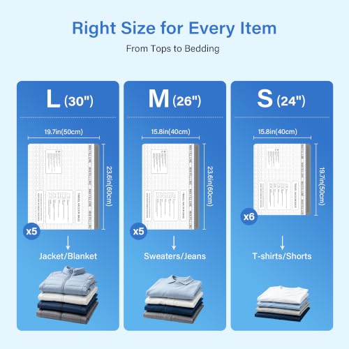 EACOPOL 16-Pack Vacuum Storage Bags with Cordless Pump - Space Saver Travel Set
