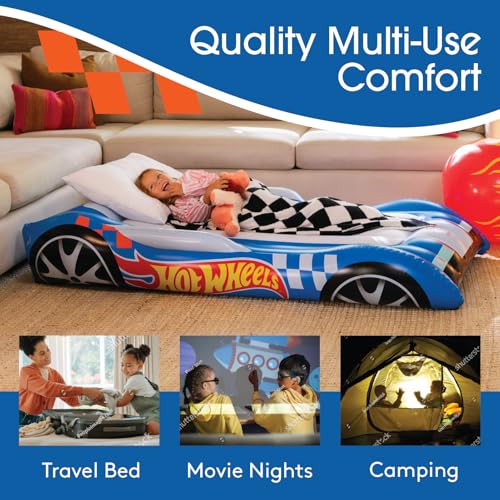 Kids Twin Inflatable Air Mattress with Hot Wheels Convertible Design - Fun & Portable